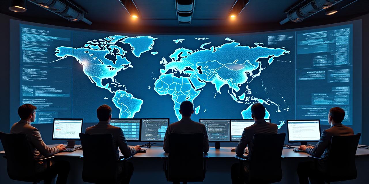 Logistics dispatch center with digital tracking maps