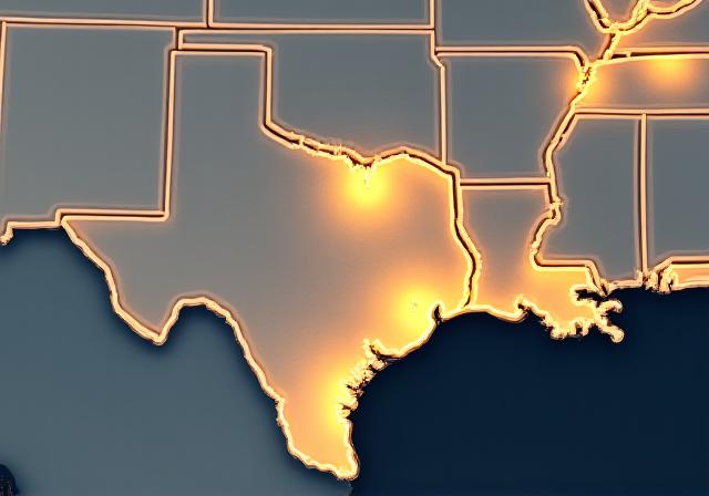 Map showing Texas freight transit corridors and network nodes